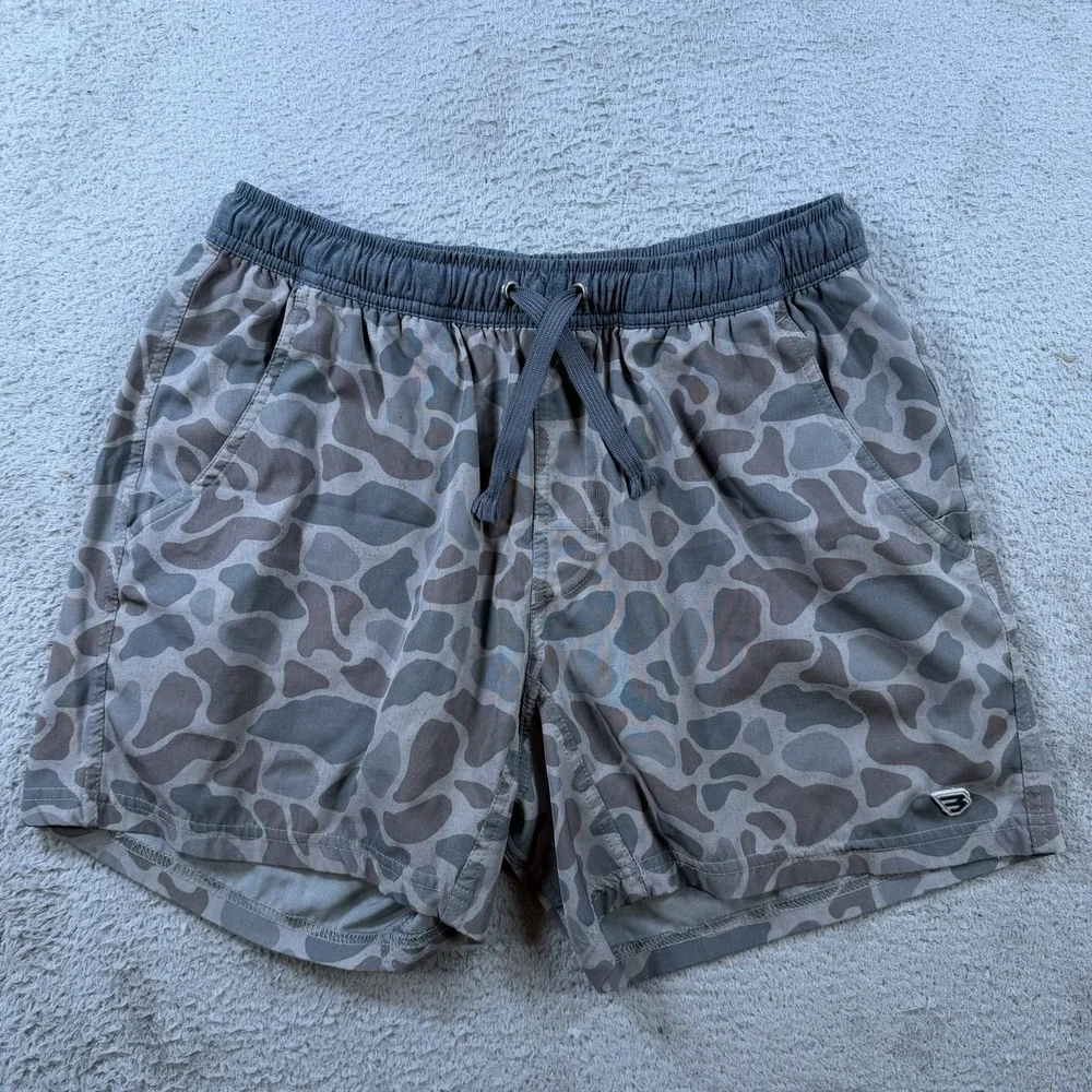 Burlebo Shorts Mens Small Camo Hybrid Lined Active Drawstring Performance